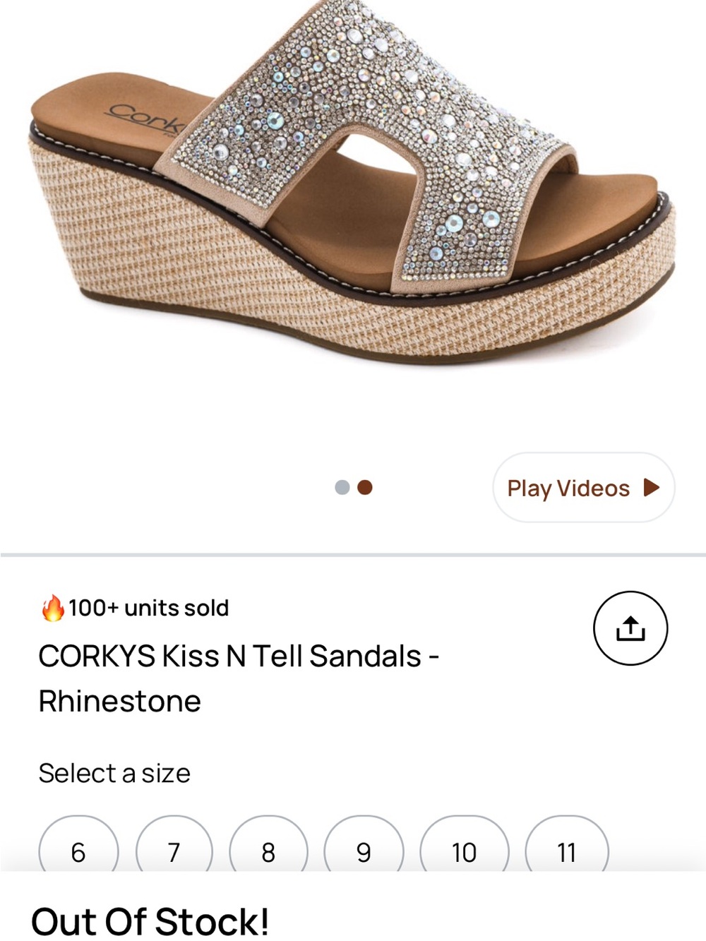 Corkys Beige Rhinestone Wedge Heel 2.75â platform height 1â